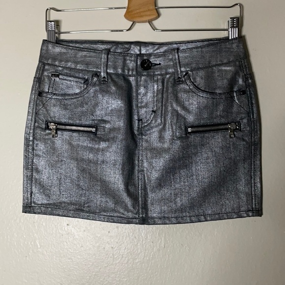 Armani Exchange Silver Denim Mini Skirt - Picture 1 of 5